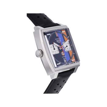 Montre d'occasion TAG HEUER Monaco Steve McQueen Gulf Limited Edition homme automatique bracelet cuir d'origine