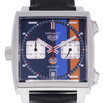 Montre d'occasion TAG HEUER Monaco Steve McQueen Gulf Limited Edition homme automatique bracelet cuir d'origine - vue D1