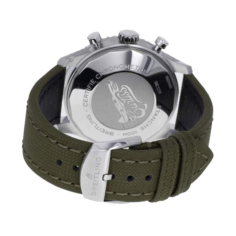Montre d'occasion BREITLING Aviator 8 Chronograph 43 Curtiss Warhawk homme mouvement automatique certifié (cosc) bracelet cuir d'origine - vue 3