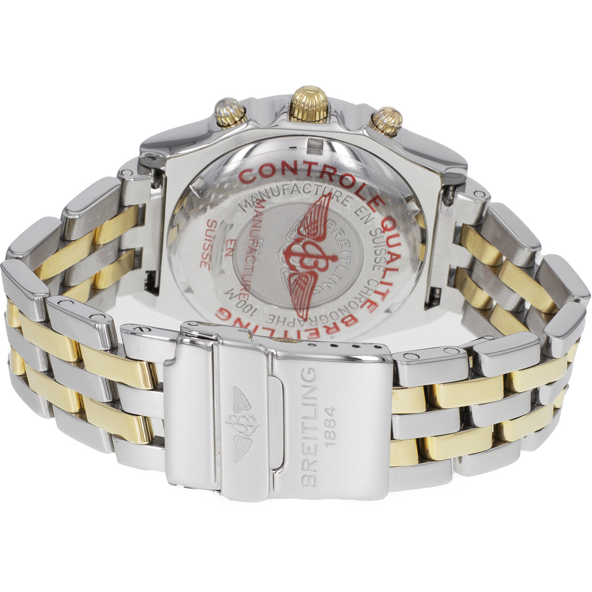 Montre d'occasion BREITLING Chronomat homme automatique bracelet or jaune 750/000 et acier - vue 3