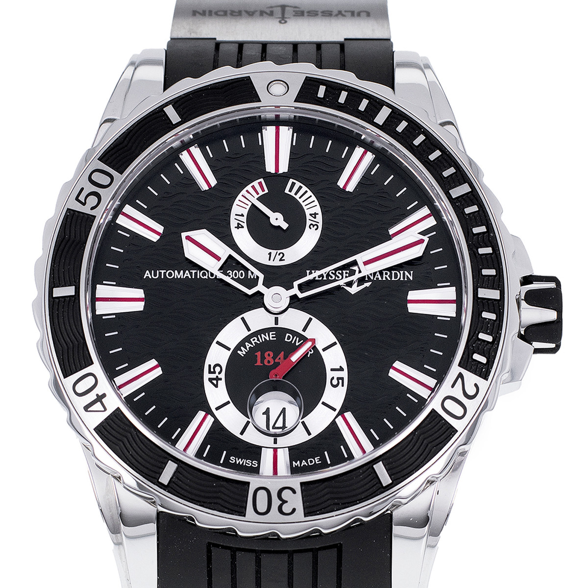 Montre d'occasion ULYSSE NARDIN Maxi Marine Diver homme mouvement automatique certifié (cosc) bracelet caoutchouc - vue D1