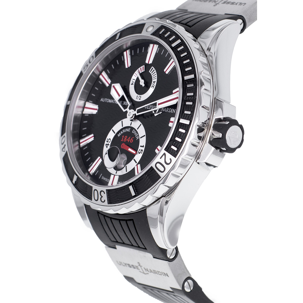 Montre d'occasion ULYSSE NARDIN Maxi Marine Diver homme mouvement automatique certifié (cosc) bracelet caoutchouc - vue D2