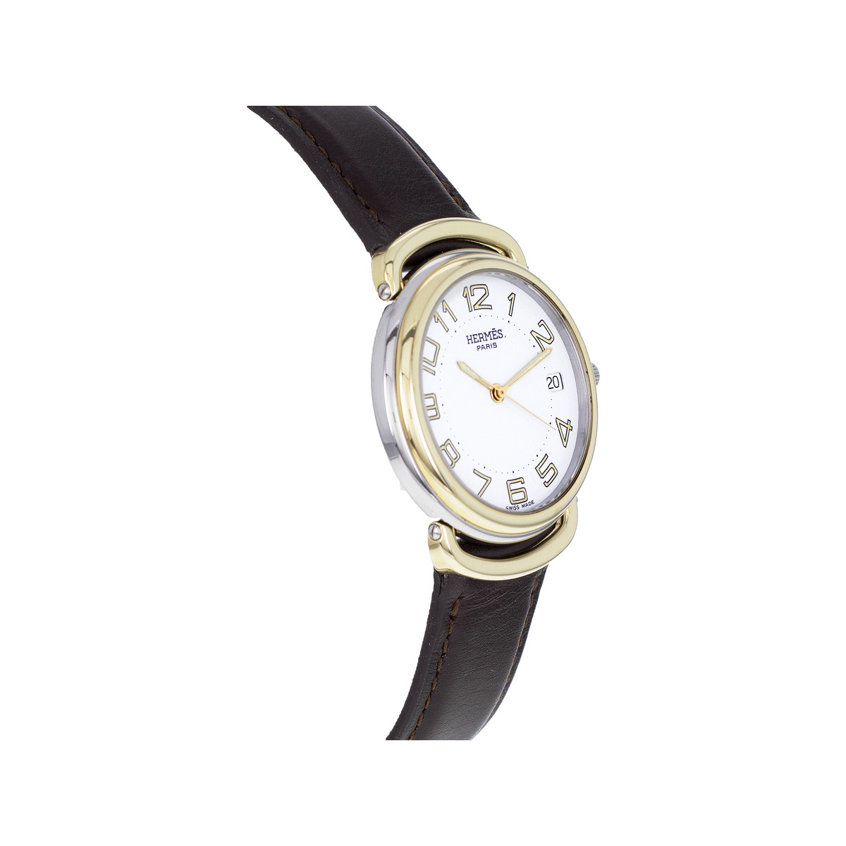 Montre d'occasion HERMES Pullman Kingsize mixte quartz bracelet cuir cresus - vue 2