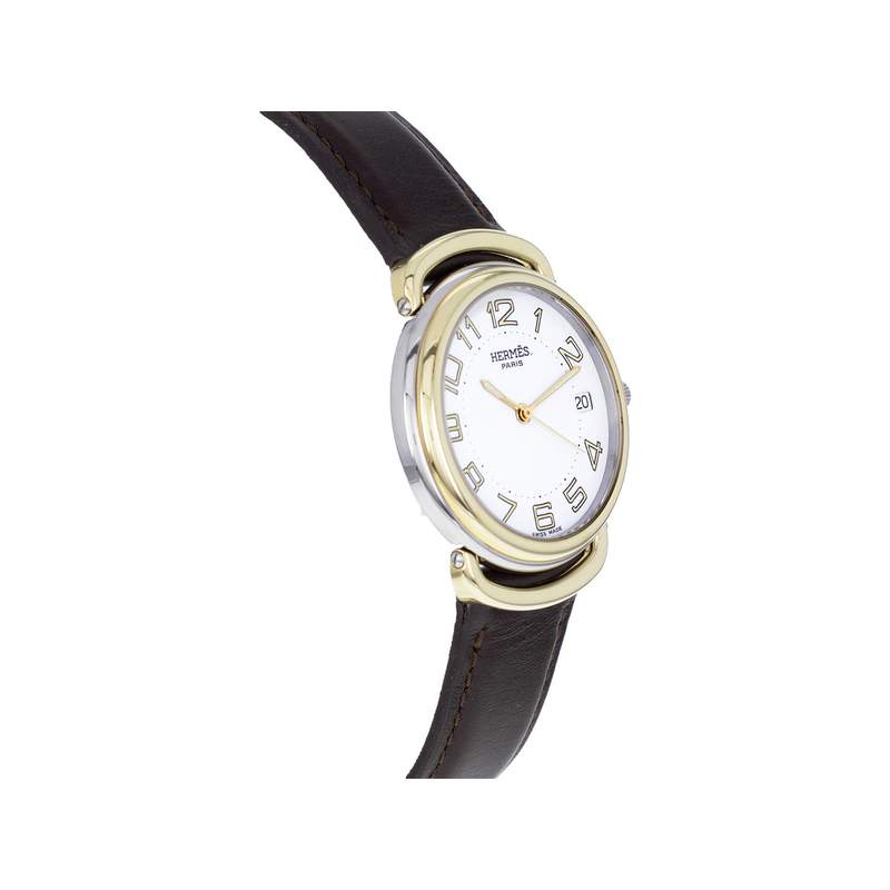 Montre d'occasion HERMES Pullman Kingsize mixte quartz bracelet cuir cresus - vue 2