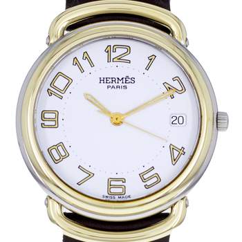 Montre d'occasion HERMES Pullman Kingsize mixte quartz bracelet cuir cresus