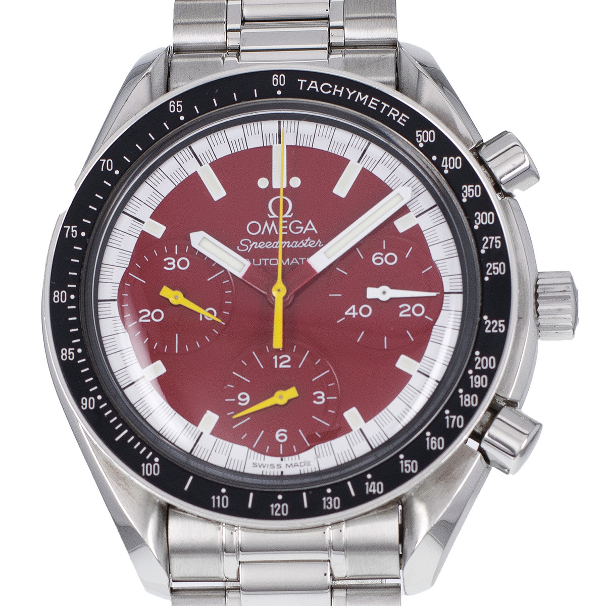 Montre d'occasion OMEGA Speedmaster Reduced Michael Schumacher homme mécanique bracelet acier - vue D1