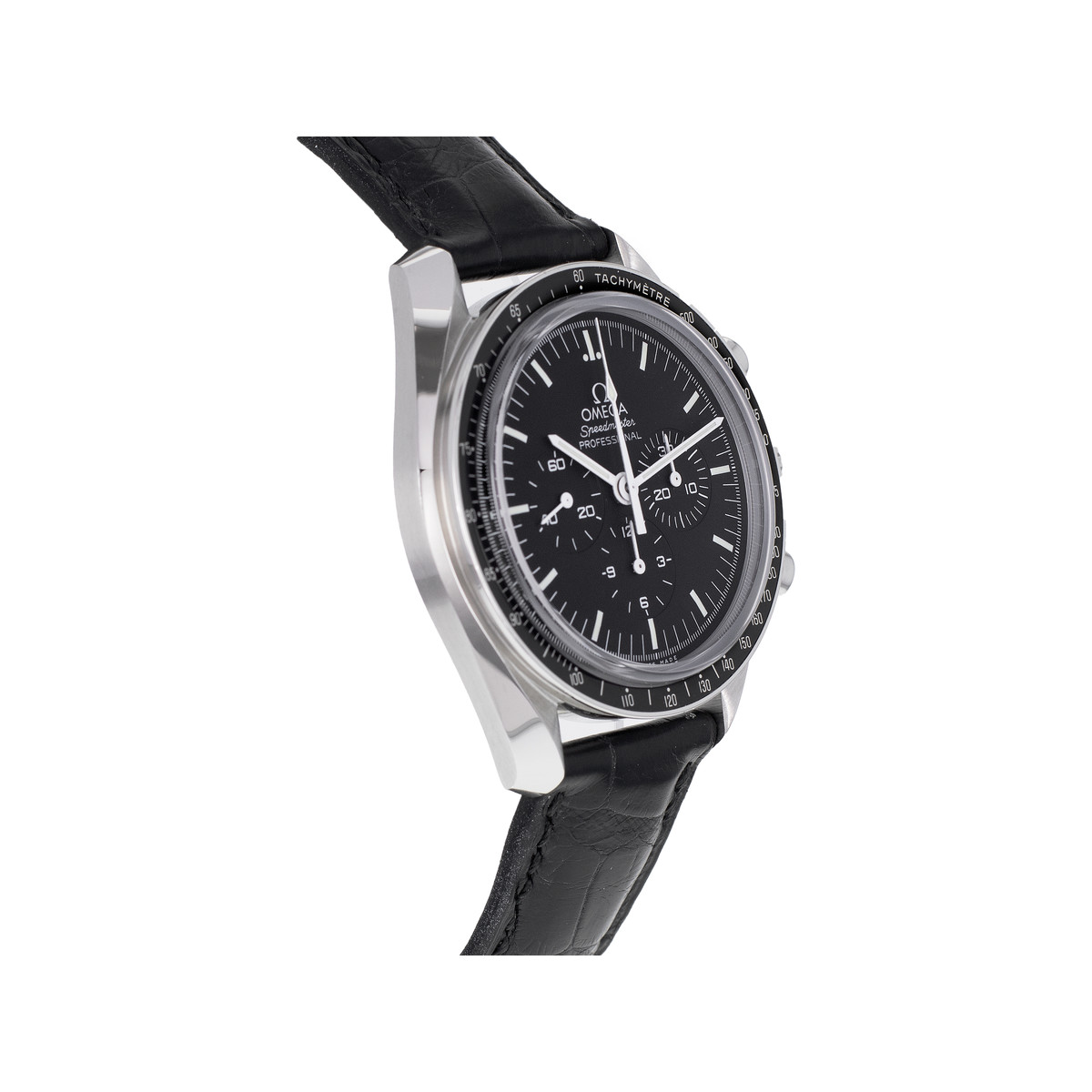 Montre d'occasion OMEGA Speedmaster Moonwatch homme mécanique bracelet cuir d'origine - vue 2