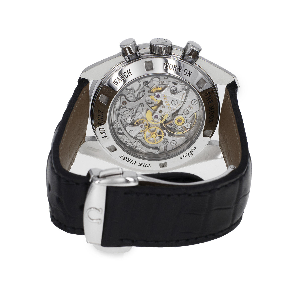 Montre d'occasion OMEGA Speedmaster Moonwatch homme mécanique bracelet cuir d'origine - vue 3