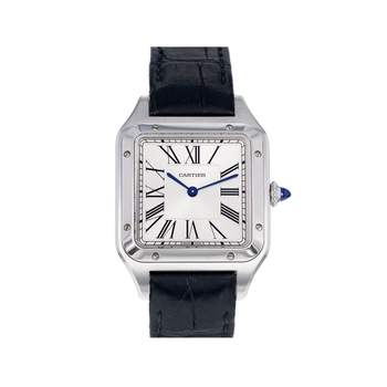 Montre d'occasion CARTIER Santos Dumont mixte quartz bracelet cuir d'origine