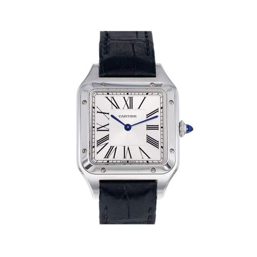 Montre d'occasion CARTIER Santos Dumont mixte quartz bracelet cuir d'origine