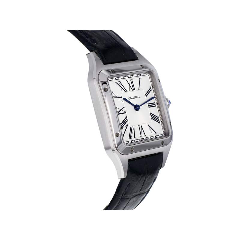 Montre d'occasion CARTIER Santos Dumont mixte quartz bracelet cuir d'origine - vue 2