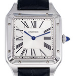 Montre d'occasion CARTIER Santos Dumont mixte quartz bracelet cuir d'origine - vue D1