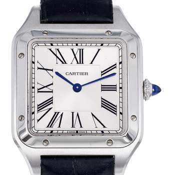 Montre d'occasion CARTIER Santos Dumont mixte quartz bracelet cuir d'origine