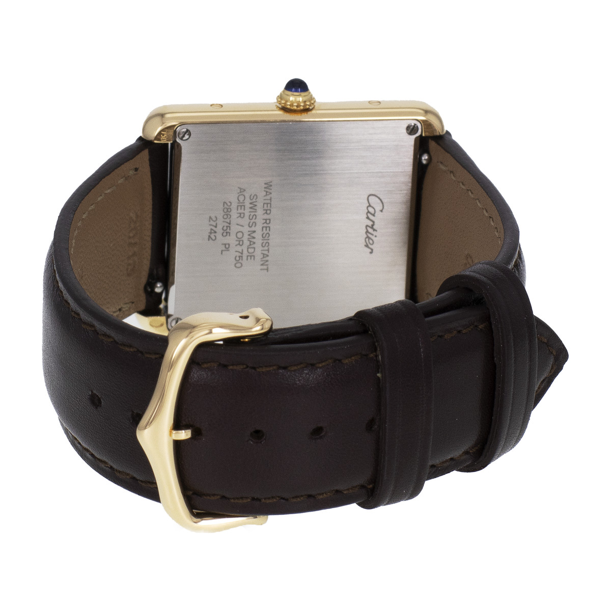 Montre d'occasion CARTIER Tank Solo homme quartz bracelet cuir cresus - vue 3