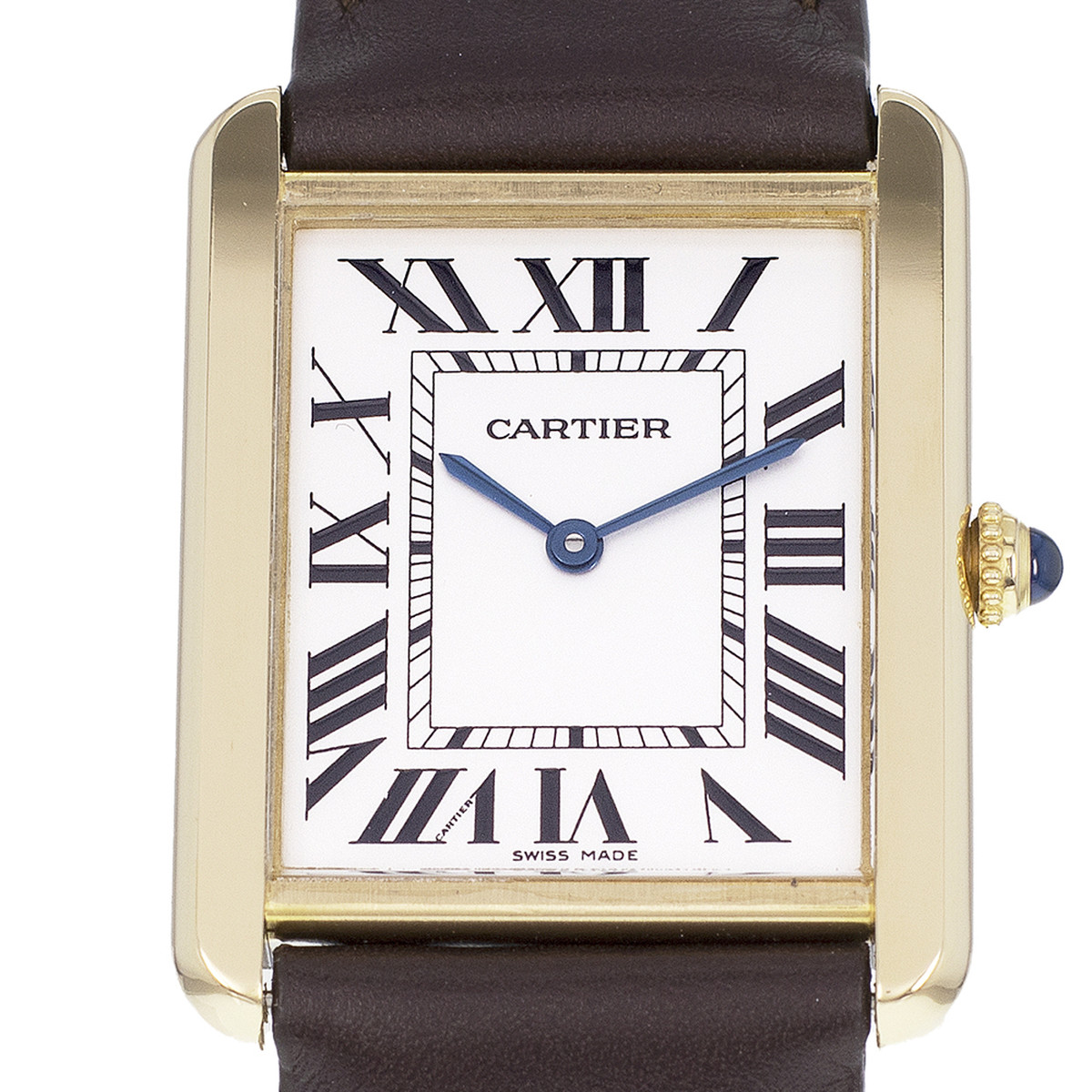 Montre d'occasion CARTIER Tank Solo homme quartz bracelet cuir cresus - vue D1