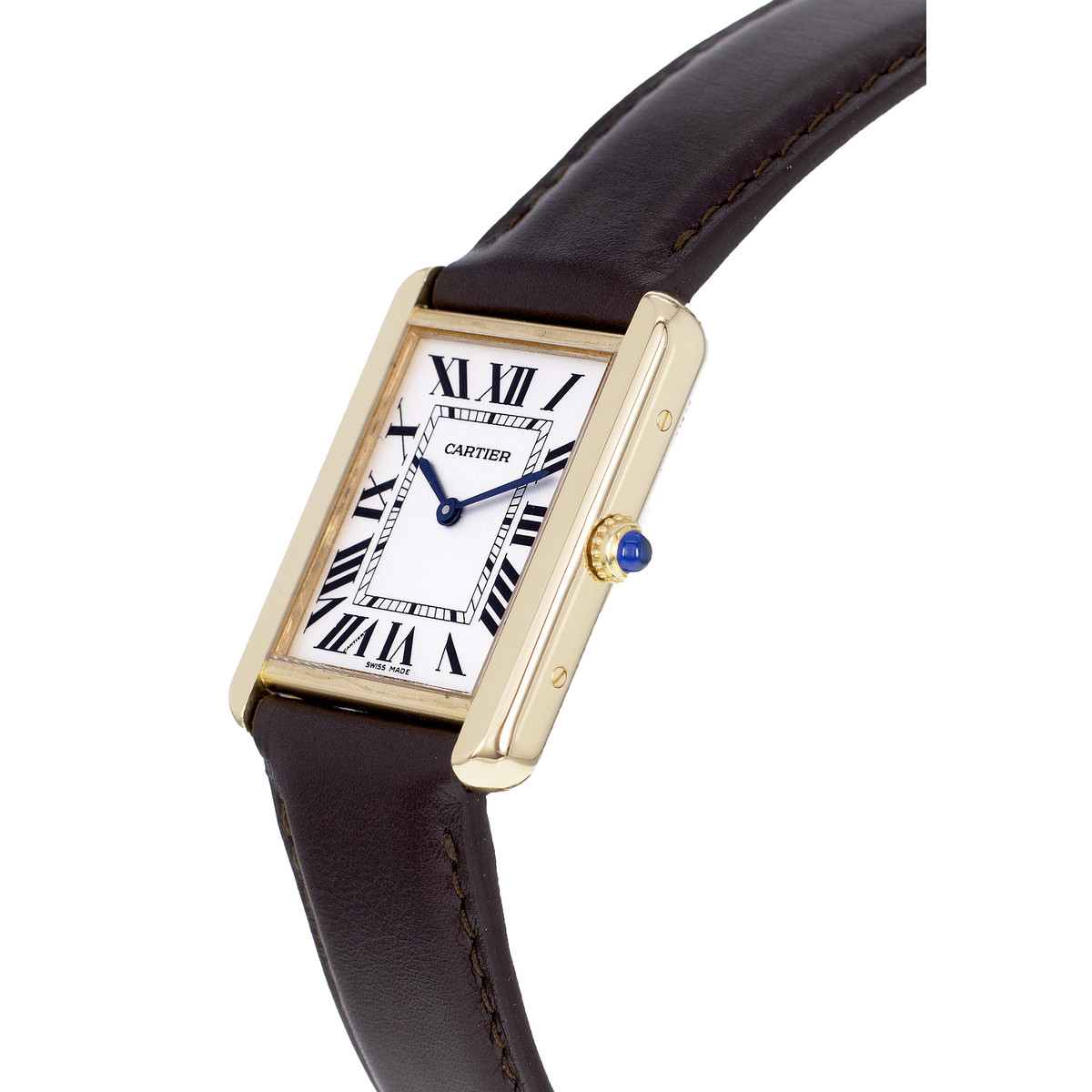 Montre d'occasion CARTIER Tank Solo homme quartz bracelet cuir cresus - vue D2