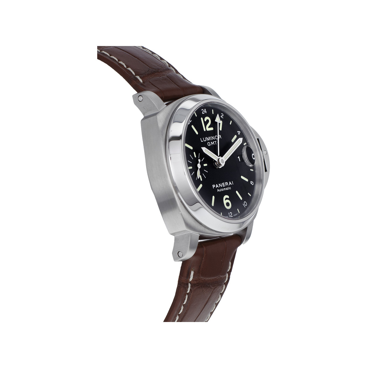 Montre d'occasion PANERAI Luminor GMT homme automatique bracelet cuir d'origine - vue 2