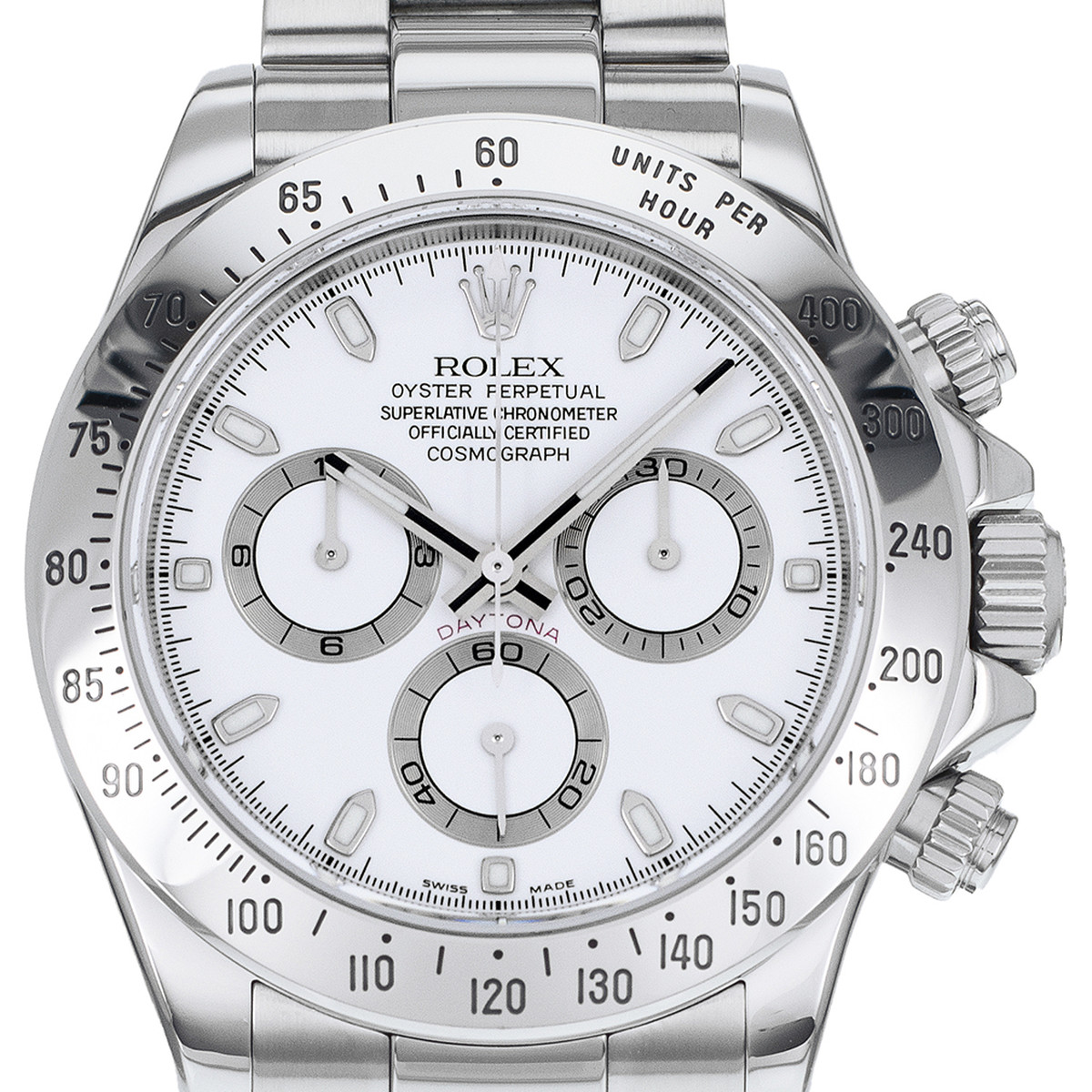 Montre d'occasion ROLEX Cosmograph Daytona homme mouvement automatique certifié (cosc) bracelet acier - vue D1
