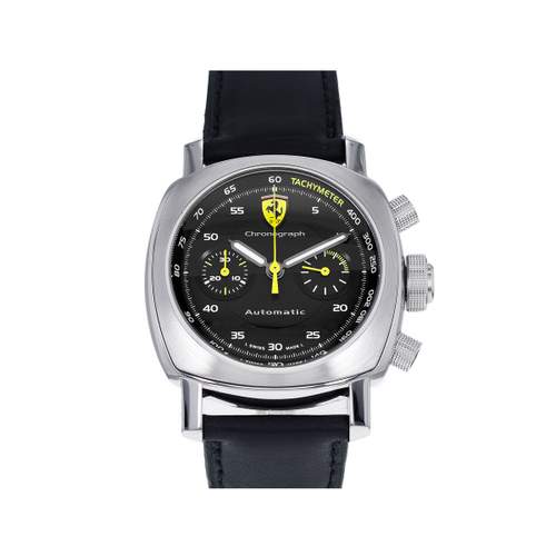 Pre-owned PANERAI Ferrari Scuderia Chronograph men's watch with certified automatic movement (COSC) and Cresus leather strap