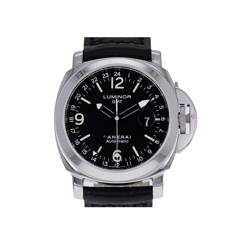 Montre d'occasion PANERAI Luminor Gmt homme mouvement automatique certifié (cosc) bracelet cuir cresus - vue 1