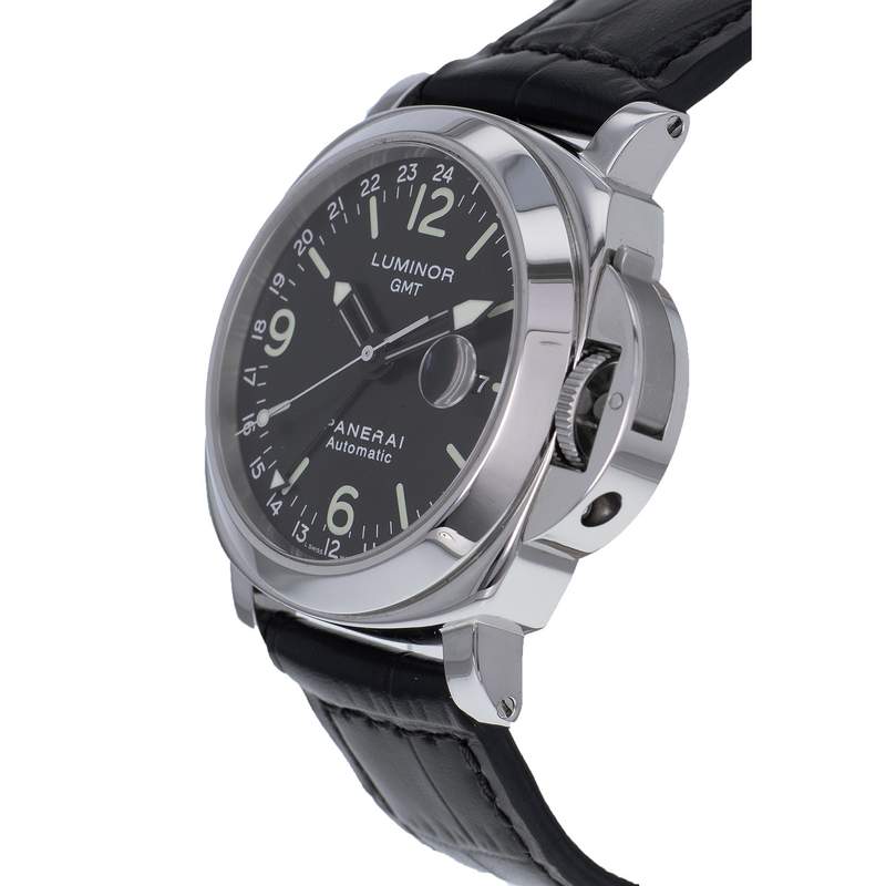 Montre d'occasion PANERAI Luminor Gmt homme mouvement automatique certifié (cosc) bracelet cuir cresus - vue D2