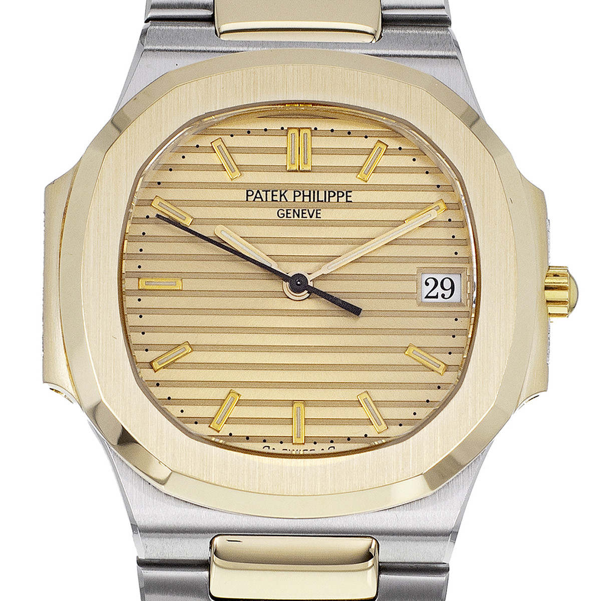 Montre d'occasion PATEK PHILIPPE Nautilus femme quartz bracelet or jaune 750/000 et acier - vue D1