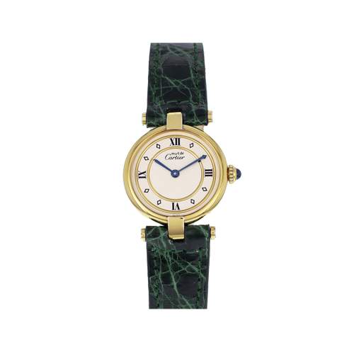 Pre-owned CARTIER Vendôme women's quartz watch with a Cresus leather strap