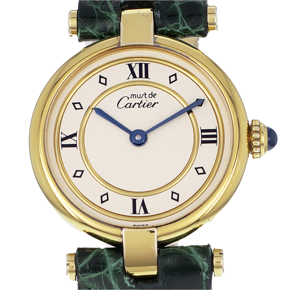 Montre d'occasion CARTIER Vendôme femme quartz bracelet cuir cresus - vue D1