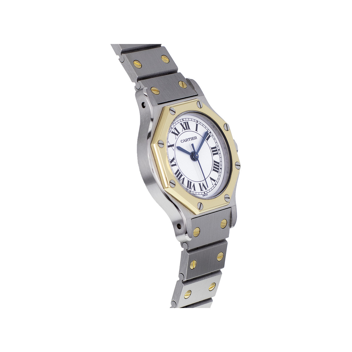 Montre d'occasion CARTIER Santos Octogonale femme automatique bracelet or jaune 750/000 et acier - vue 2