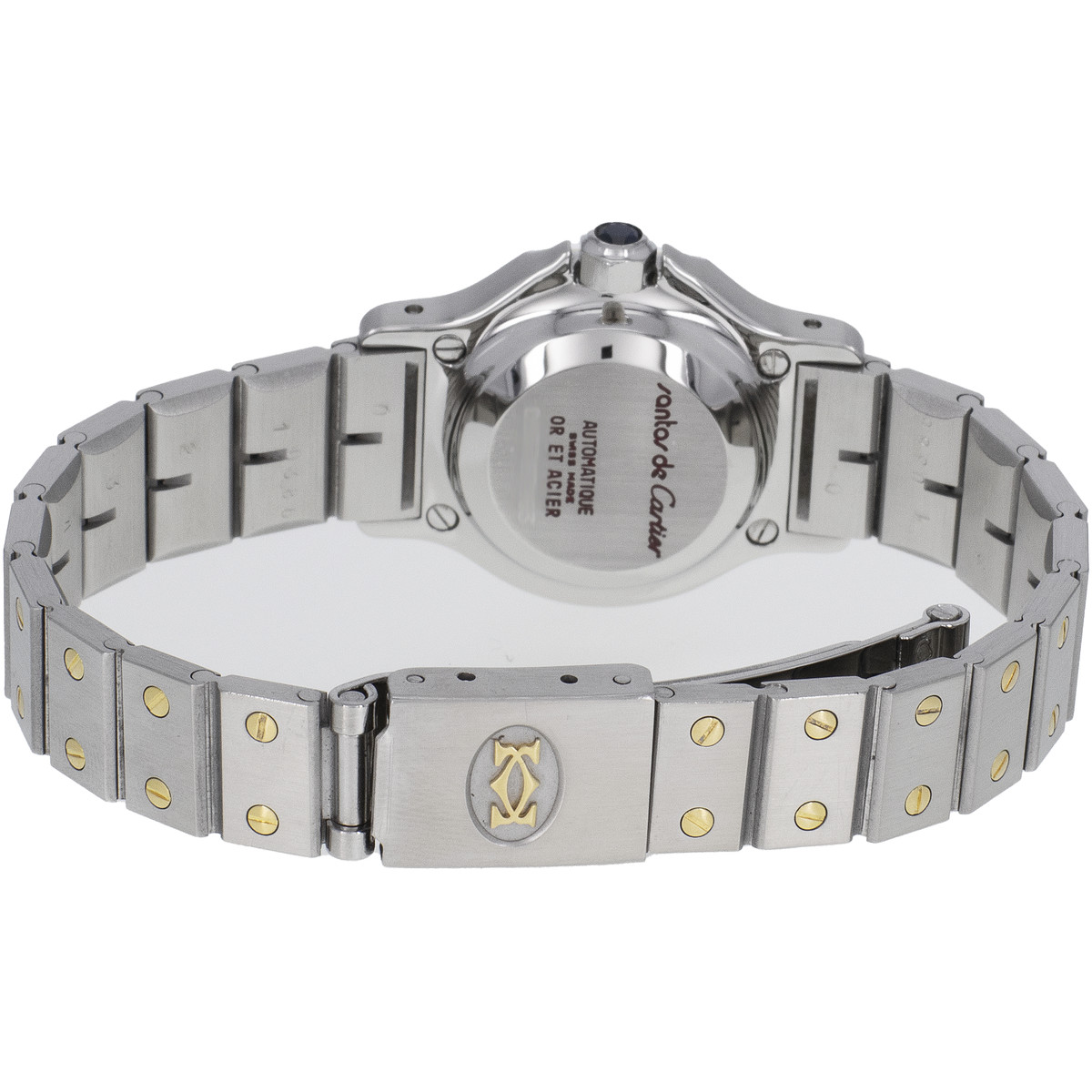 Montre d'occasion CARTIER Santos Octogonale femme automatique bracelet or jaune 750/000 et acier - vue 3