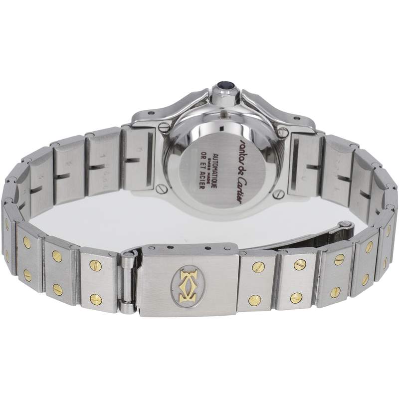 Montre d'occasion CARTIER Santos Octogonale femme automatique bracelet or jaune 750/000 et acier - vue 3