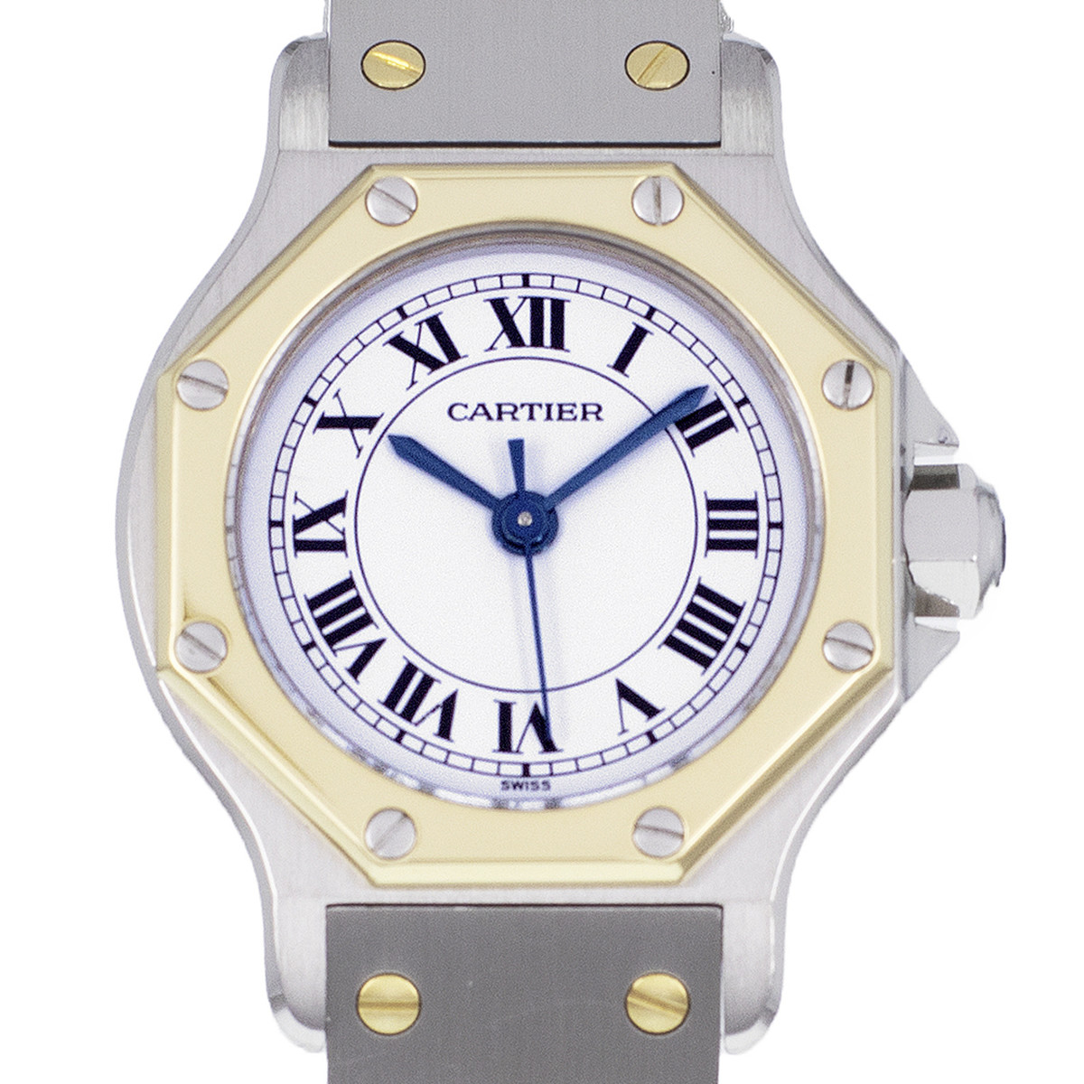 Montre d'occasion CARTIER Santos Octogonale femme automatique bracelet or jaune 750/000 et acier - vue D1