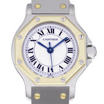 Montre d'occasion CARTIER Santos Octogonale femme automatique bracelet or jaune 750/000 et acier - vue D1