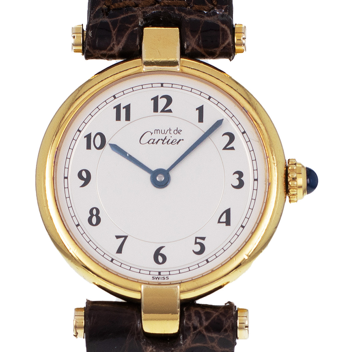 Montre d'occasion CARTIER Must Vendôme femme quartz bracelet cuir cresus - vue D1