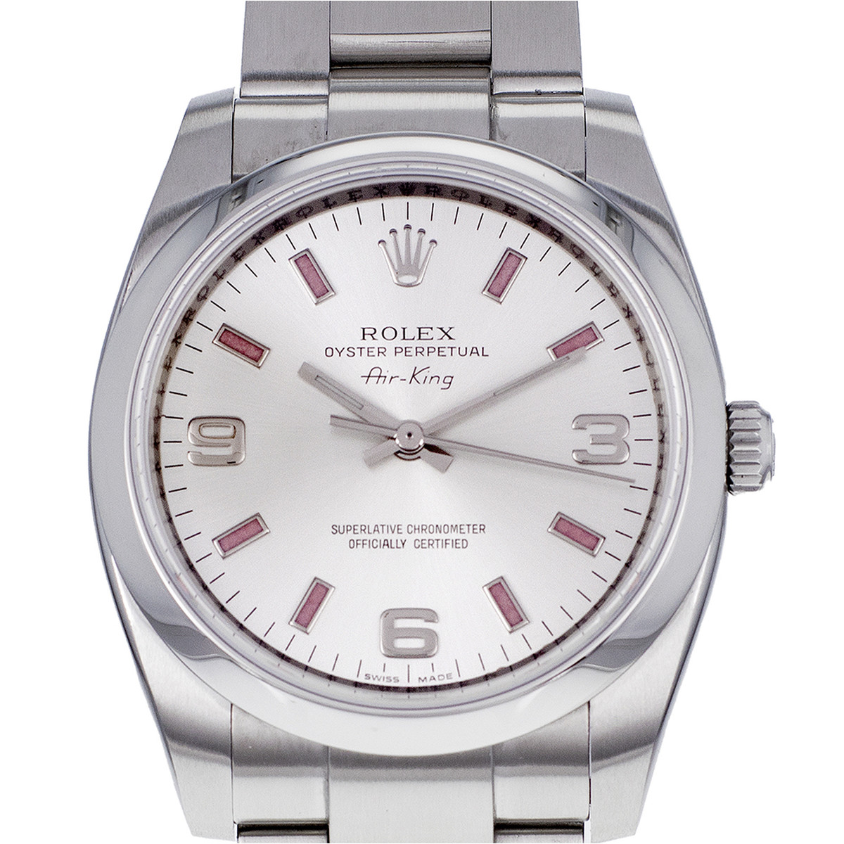 Montre d'occasion ROLEX Air King mixte mouvement automatique certifié (cosc) bracelet acier - vue D1