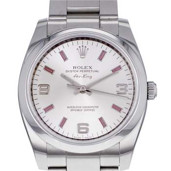 Montre d'occasion ROLEX Air King mixte mouvement automatique certifié (cosc) bracelet acier