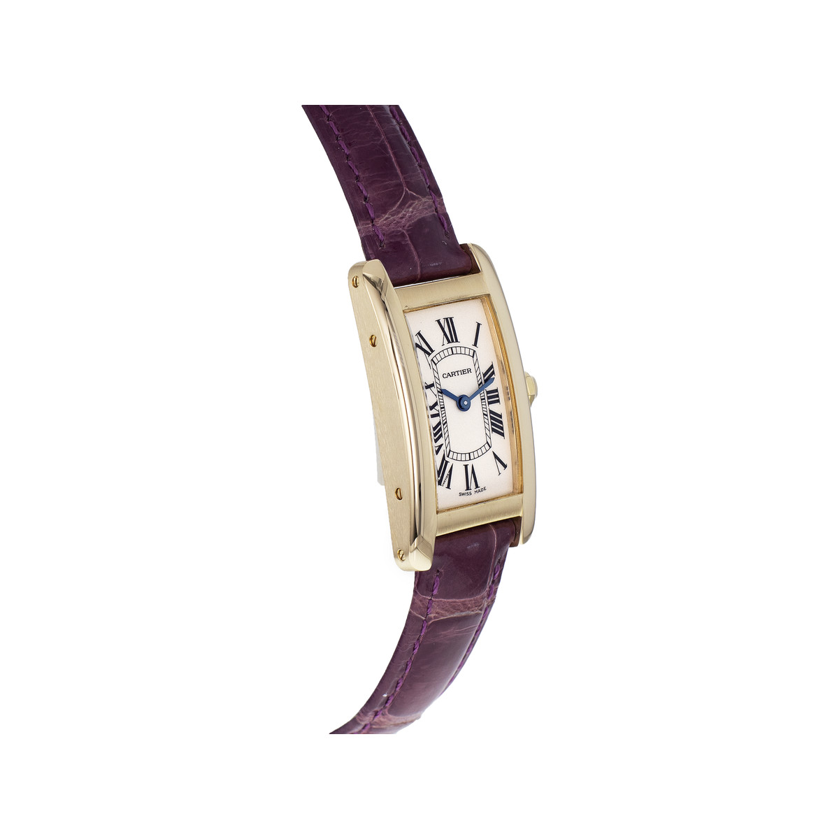 Montre d'occasion CARTIER Tank Américaine femme quartz bracelet cuir d'origine - vue 2