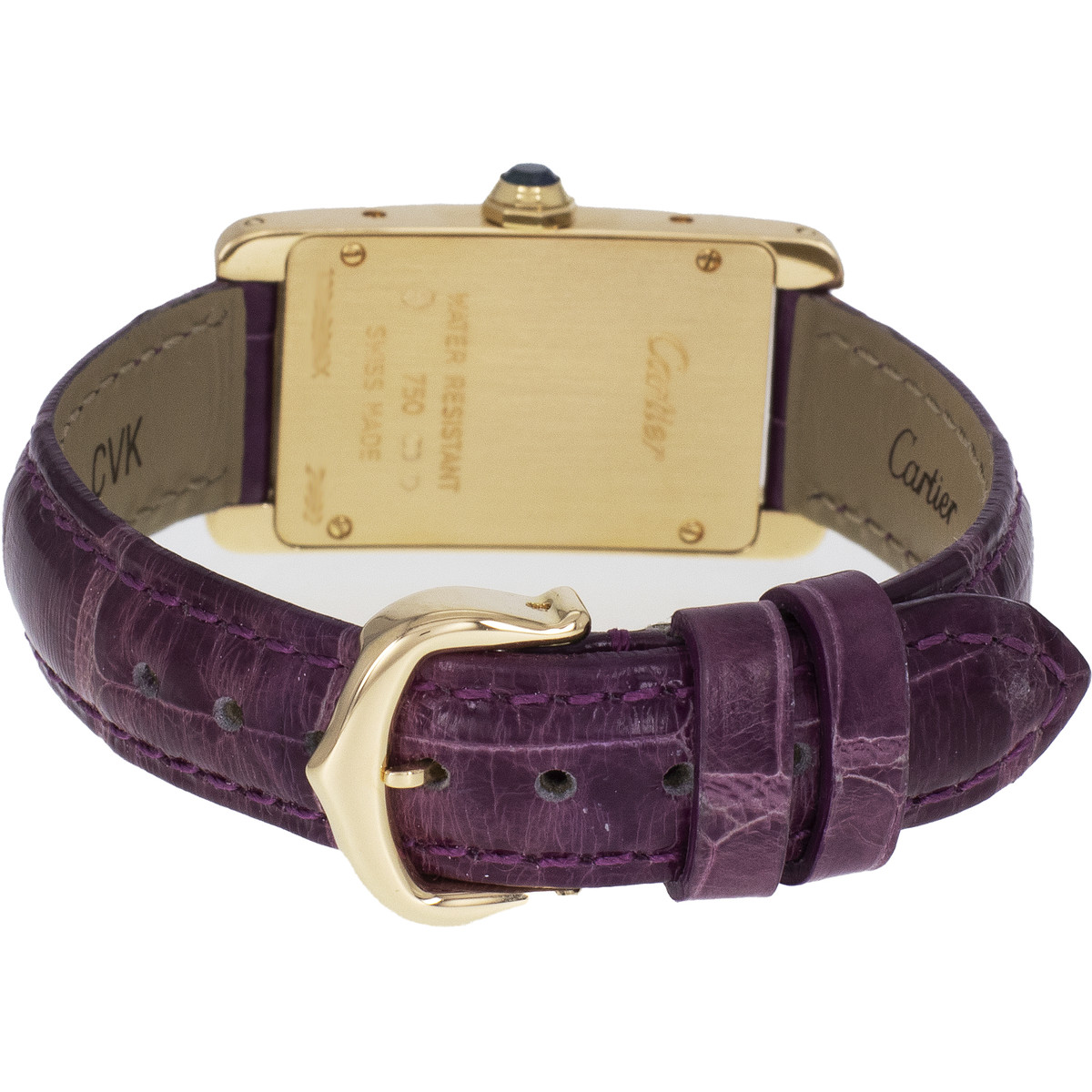 Montre d'occasion CARTIER Tank Américaine femme quartz bracelet cuir d'origine - vue 3