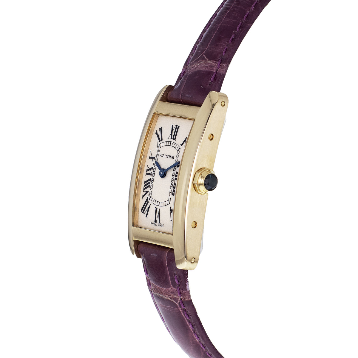 Montre d'occasion CARTIER Tank Américaine femme quartz bracelet cuir d'origine - vue D2