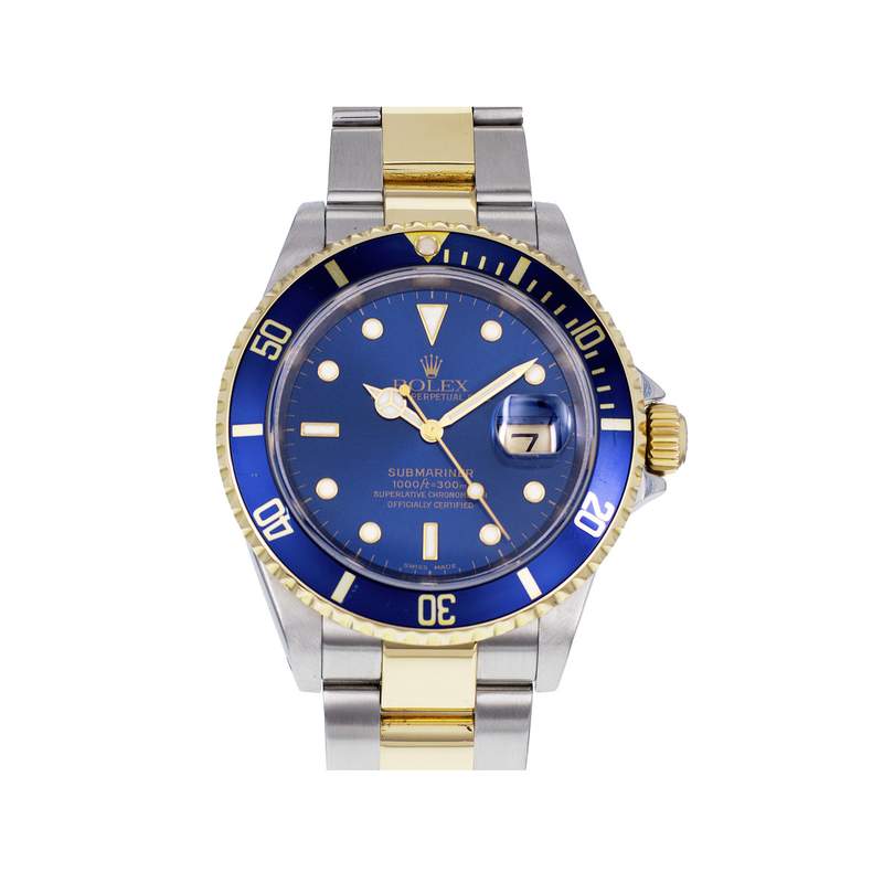 Montre d'occasion ROLEX Submariner Date homme mouvement automatique certifié (cosc) bracelet or jaune 750/000 et acier - vue 1