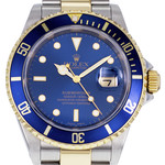 Montre d'occasion ROLEX Submariner Date homme mouvement automatique certifié (cosc) bracelet or jaune 750/000 et acier - vue D1