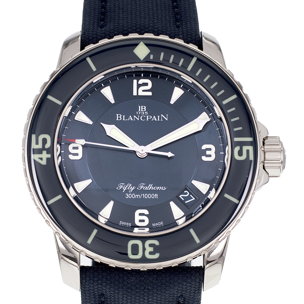 Montre d'occasion BLANCPAIN Fifty Fathoms homme mouvement automatique certifié (cosc) bracelet textile - vue D1