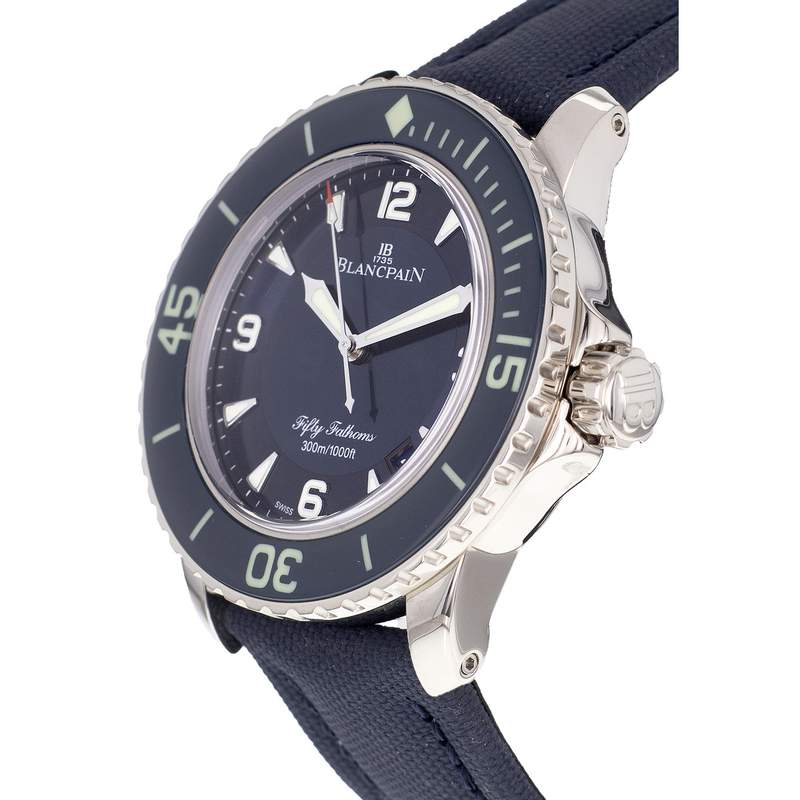 Montre d'occasion BLANCPAIN Fifty Fathoms homme mouvement automatique certifié (cosc) bracelet textile - vue D2