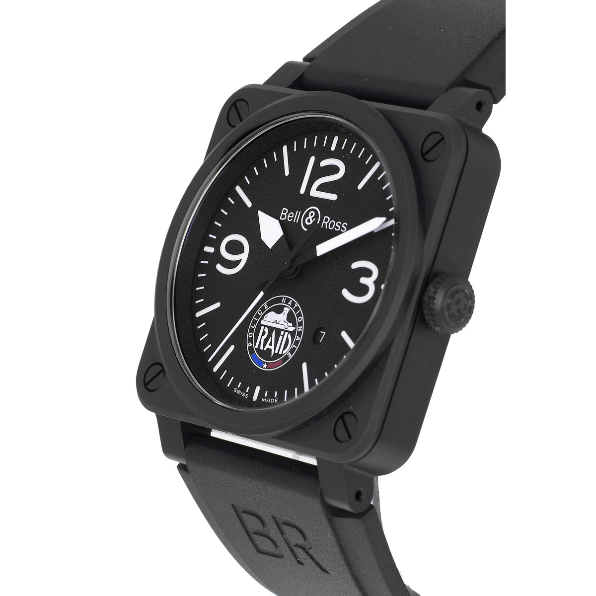 Montre d'occasion BELL & ROSS BR03-92 RAID Limited Edition homme automatique bracelet caoutchouc - vue D2