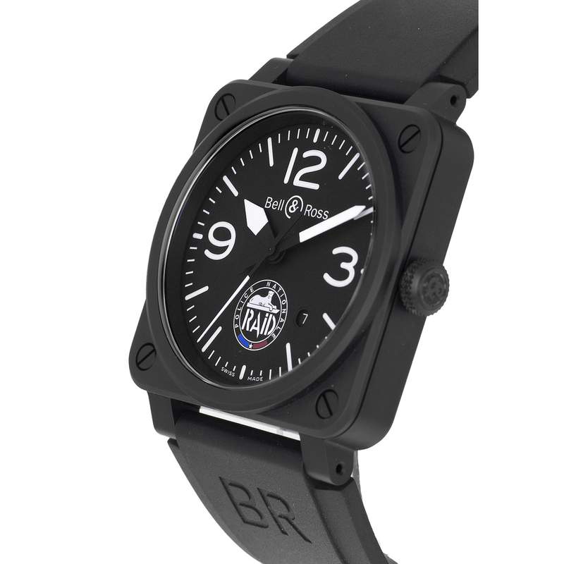 Montre d'occasion BELL & ROSS BR03-92 RAID Limited Edition homme automatique bracelet caoutchouc - vue D2