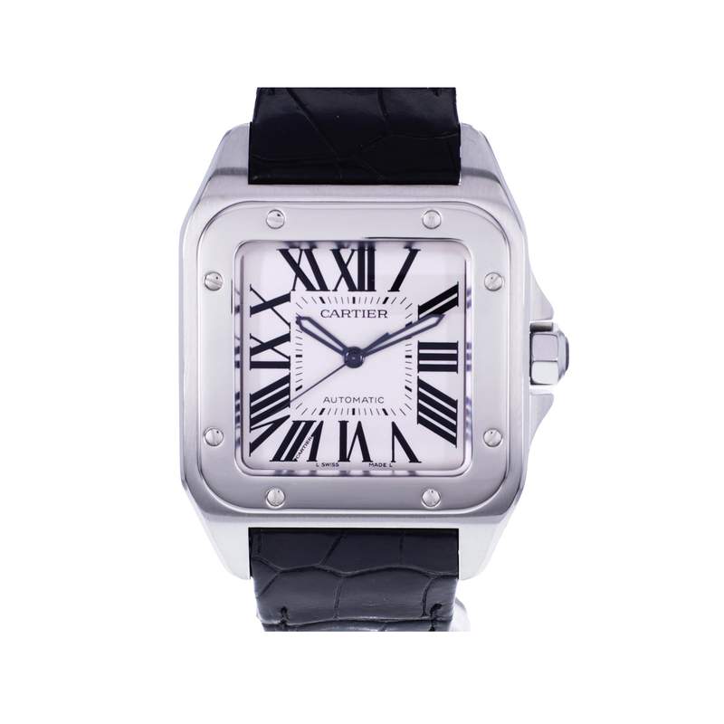 Montre d'occasion CARTIER Santos 100 XL homme automatique bracelet cuir cresus - vue 1