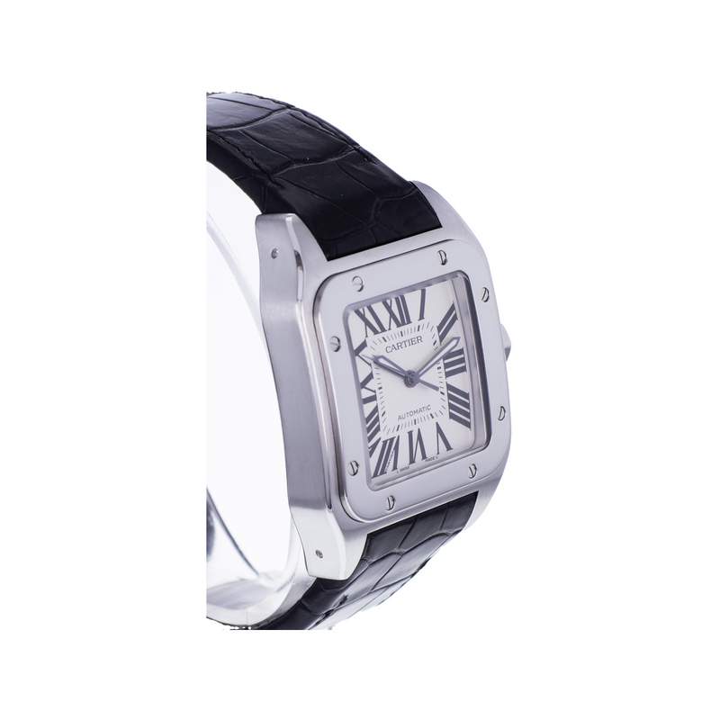 Montre d'occasion CARTIER Santos 100 XL homme automatique bracelet cuir cresus - vue 2