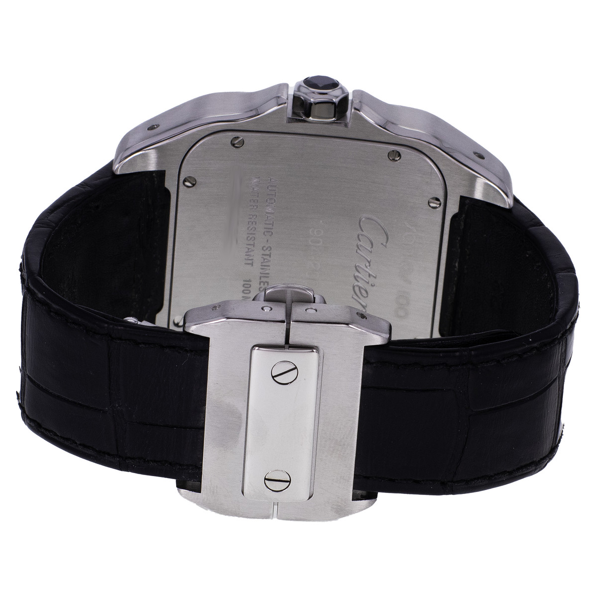 Montre d'occasion CARTIER Santos 100 XL homme automatique bracelet cuir cresus - vue 3