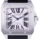 Montre d'occasion CARTIER Santos 100 XL homme automatique bracelet cuir cresus - vue D1