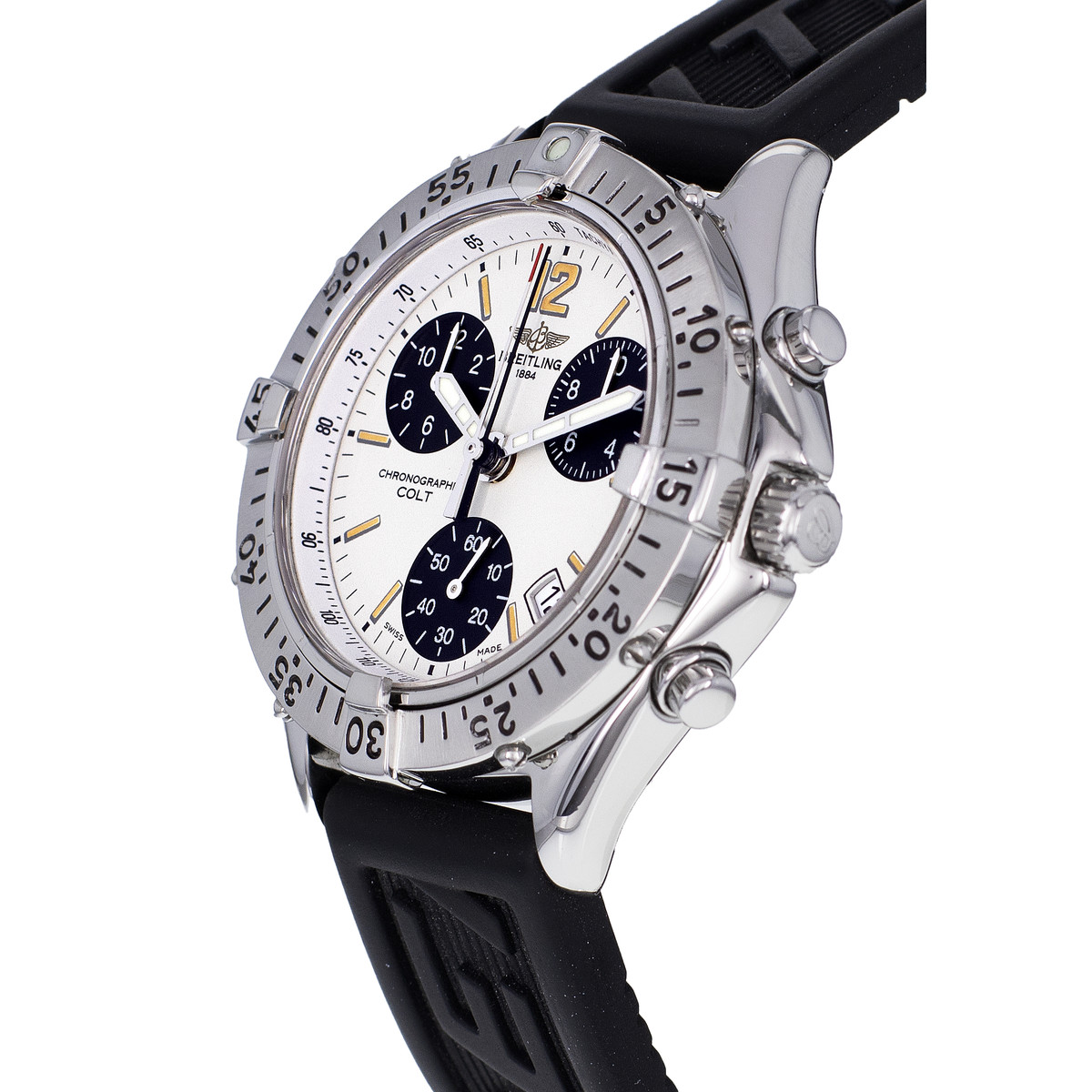 Montre d'occasion BREITLING Colt Chronographe homme quartz bracelet caoutchouc - vue D2